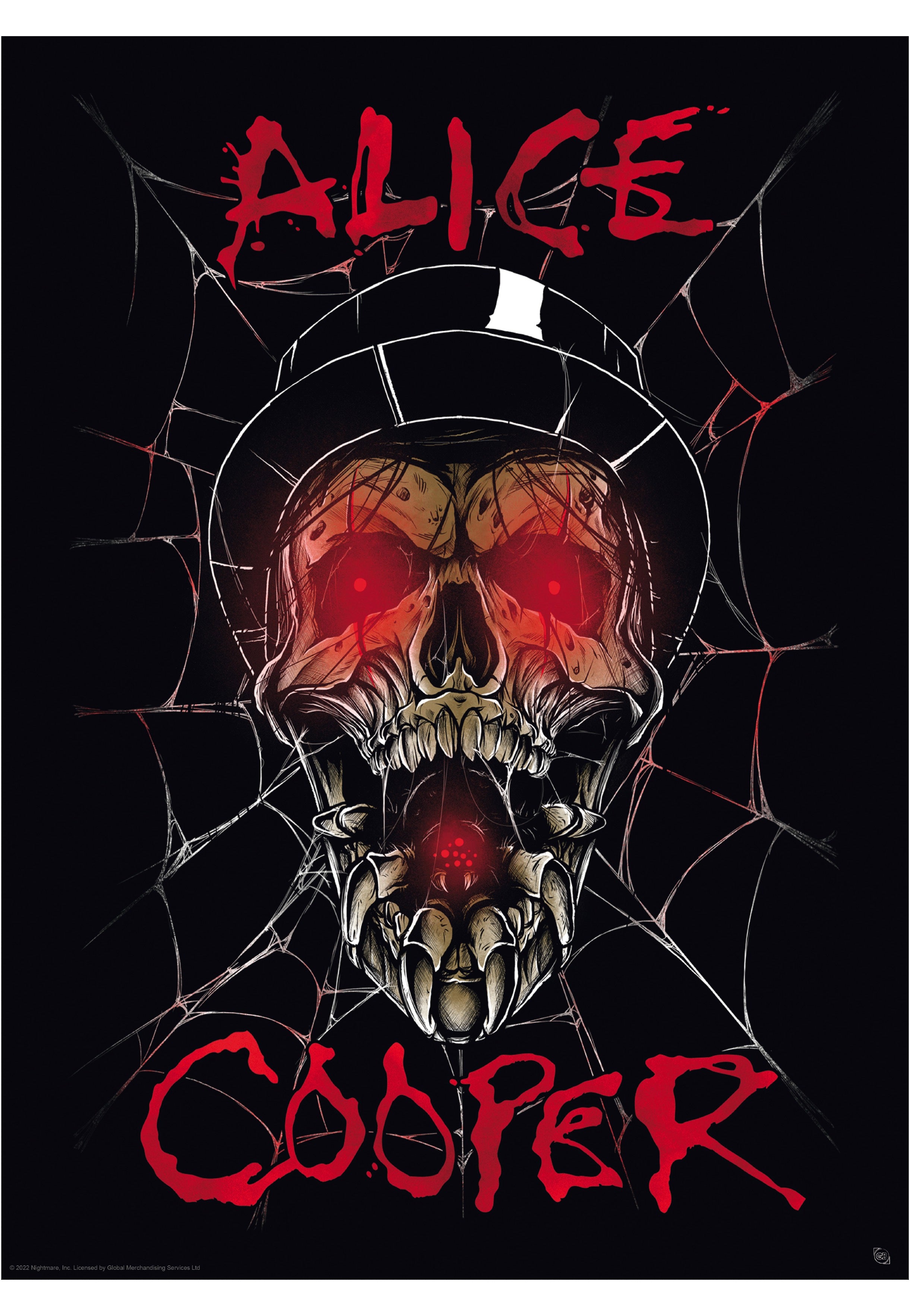 alice-cooper-skull-hat-poster-multicolore-rock-classique image 2