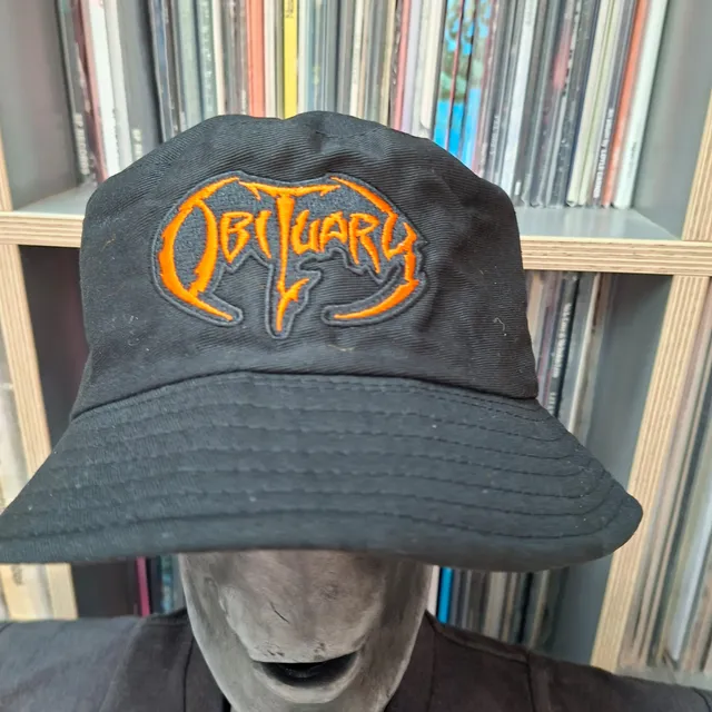 obituary-logo-orange-bucket-hat-brod-taille-unique image 1