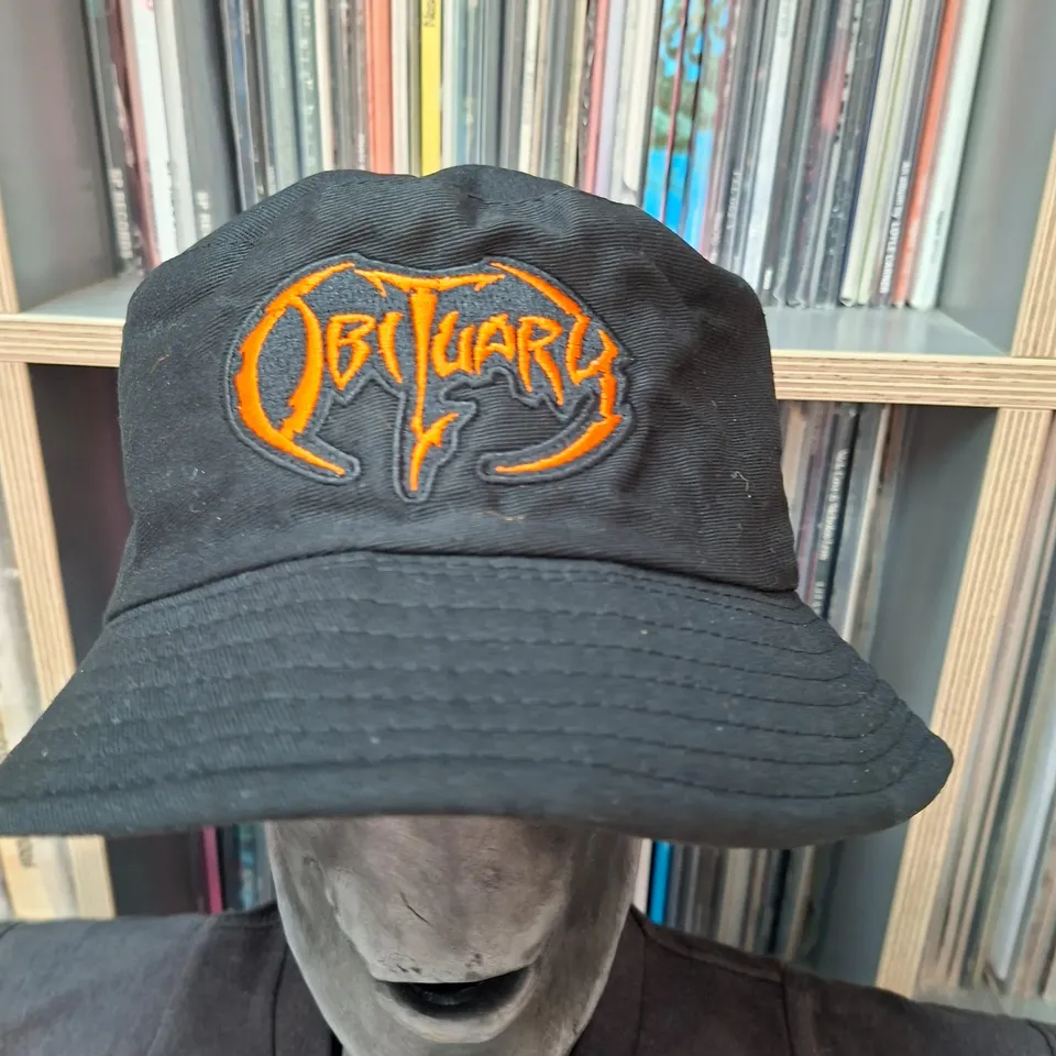 obituary-logo-orange-bucket-hat-brod-taille-unique image 1