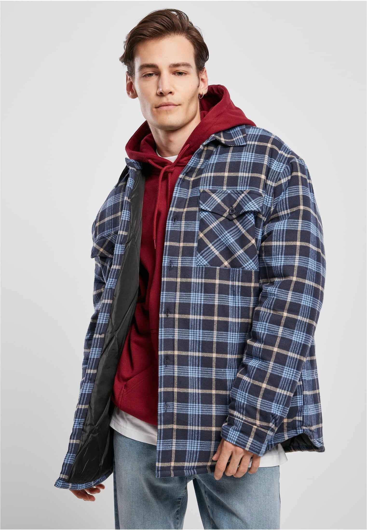 urban-classics-plaid-quilted-veste-carreaux-bleu-clair-taille-m image 1