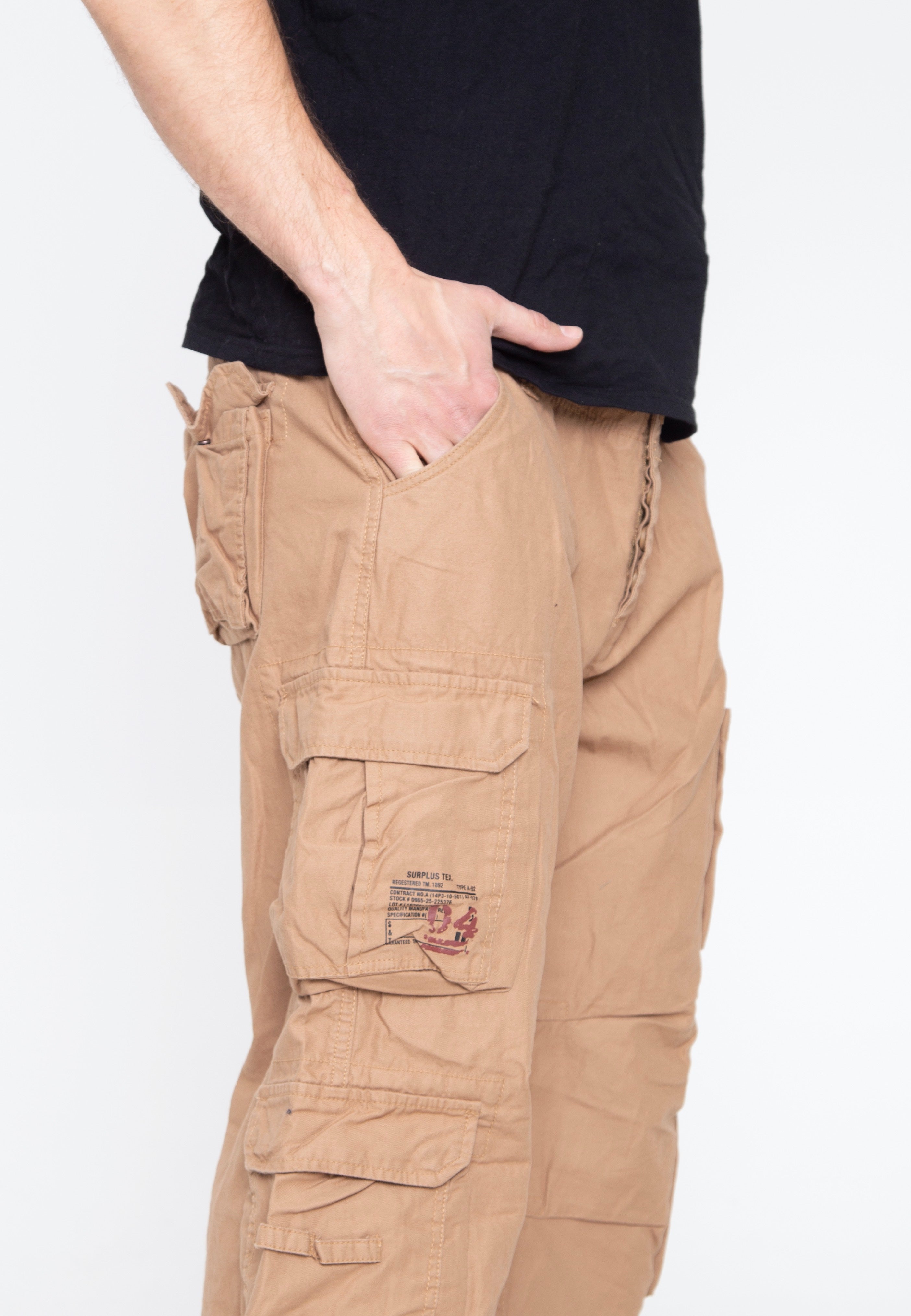 surplus-airborne-vintage-beige-pantalon-baggy-beige-coton image 4