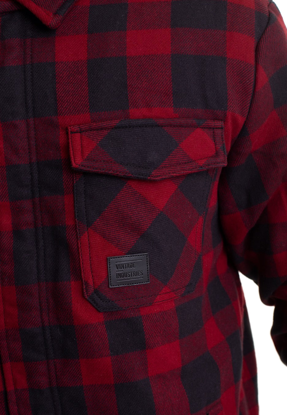 vintage-industries-craft-heavyweight-veste-sherpa-carreaux-rouges image 5
