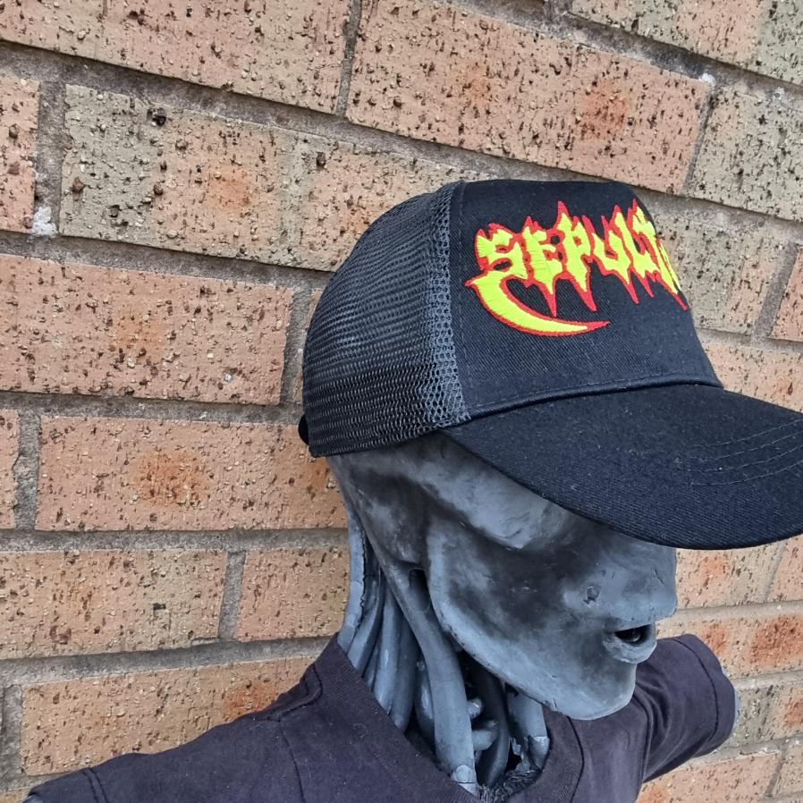 sepultura-old-logo-casquette-trucker-jaune-fluo image 3