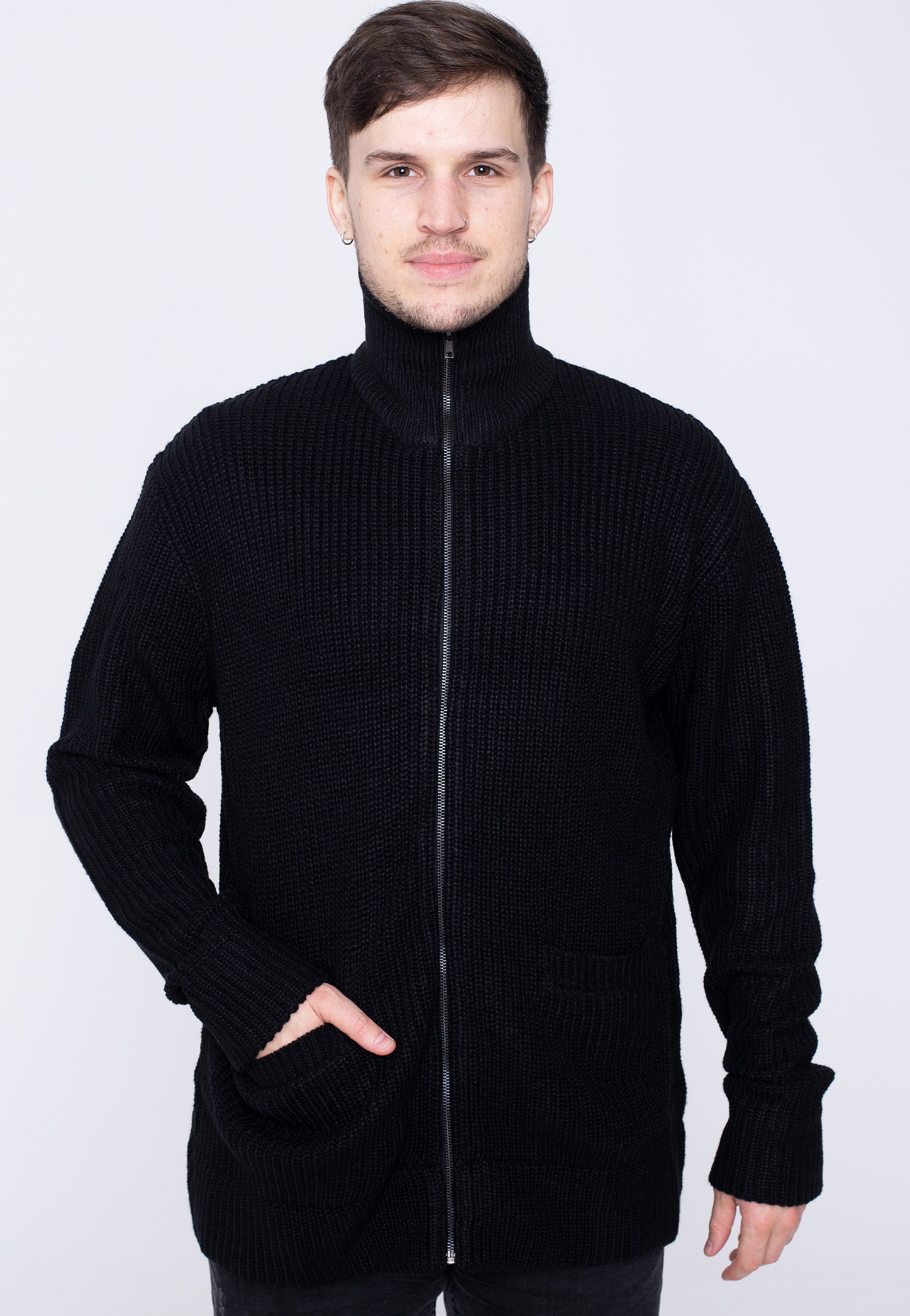 urban-classics-zip-black-gilet-zipp-noir-homme-fleece image 1