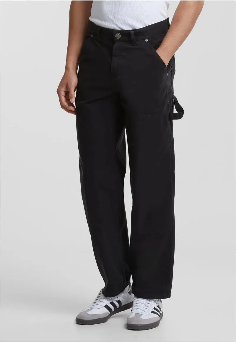 urban-classics-twill-double-knee-pantalon-noir-coton-tapered image 1