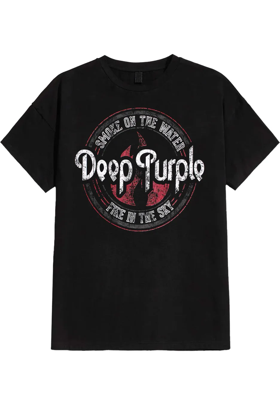 deep-purple-smoke-circle-t-shirt-noir-homme-rock image 1