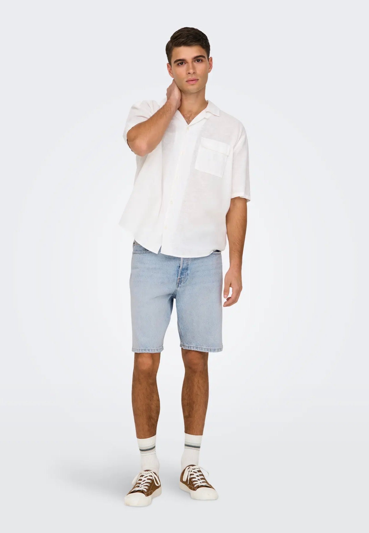 only-sons-edge-light-blue-short-jean-bleu-m image 2