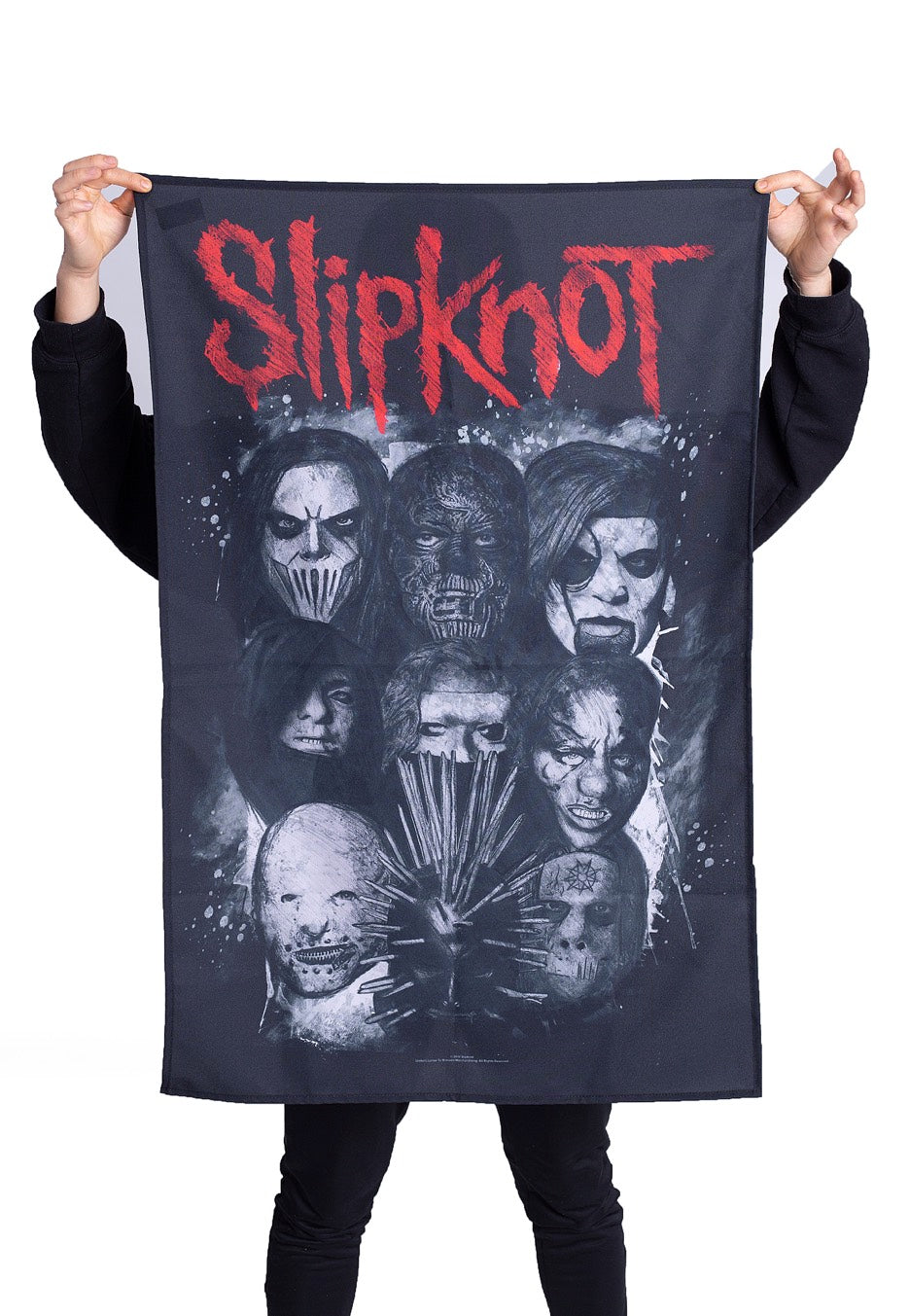 slipknot-masks-drapeau-noir-taille-unique-d-co-metal image 2