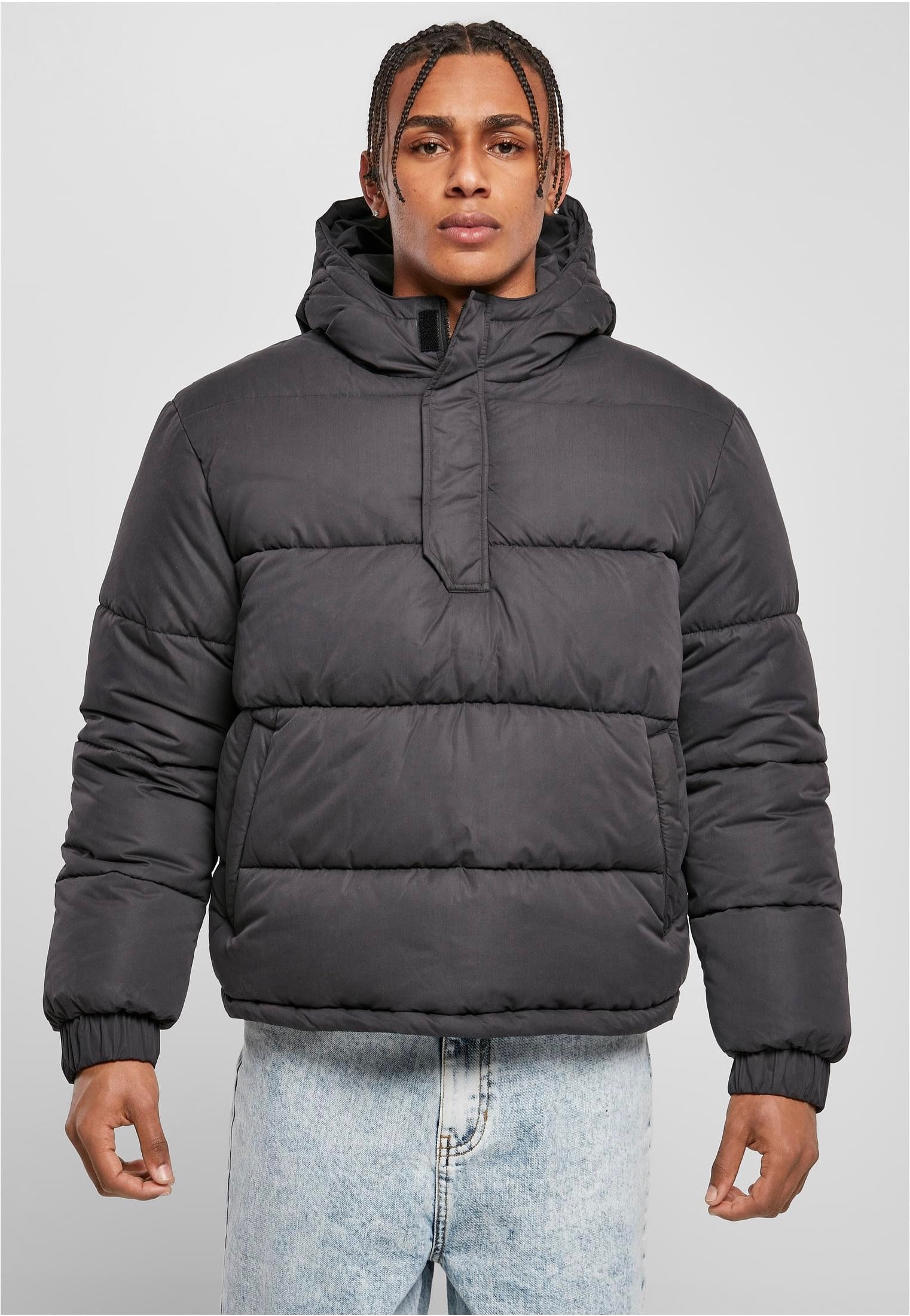 urban-classics-hooded-cropped-veste-noire-streetwear image 2