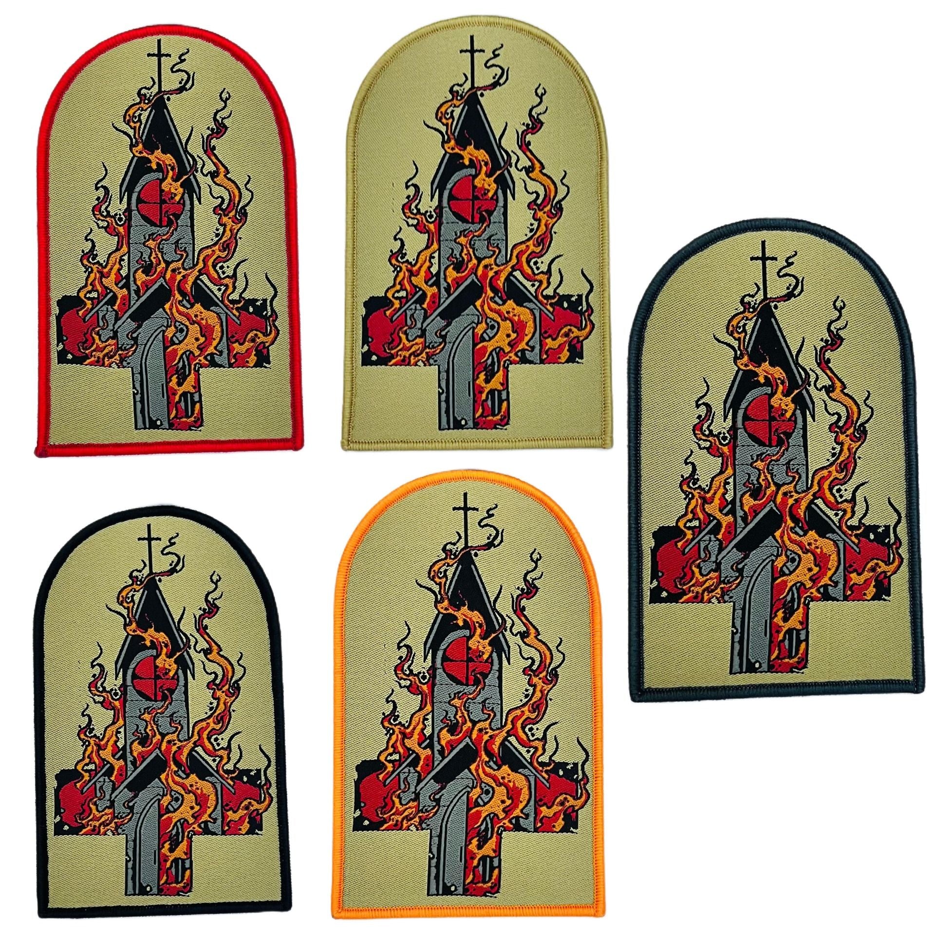 783punx-small-patch-burn-your-local-church-patch-tiss-bordure-noire image 1