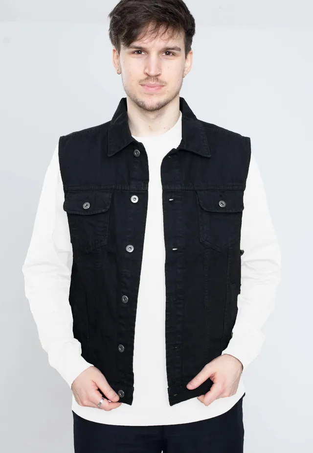 urban-classics-denim-black-dark-gilet-jean-noir-taille-l image 1