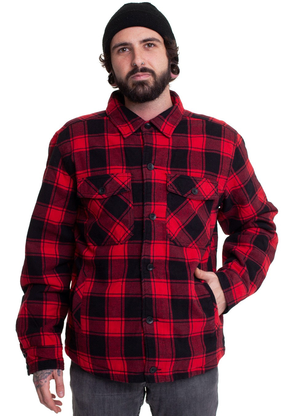 brandit-lumberjacket-red-black-veste-carreaux-m-flanelle image 4
