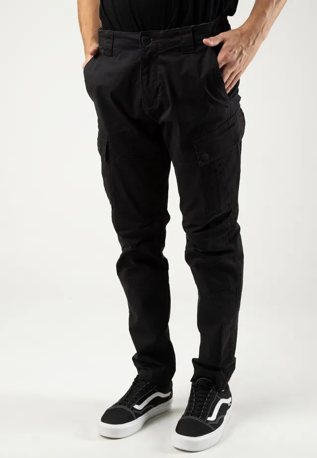 vintage-industries-ferron-steel-pantalon-cargo-noir-w32-coton image 1
