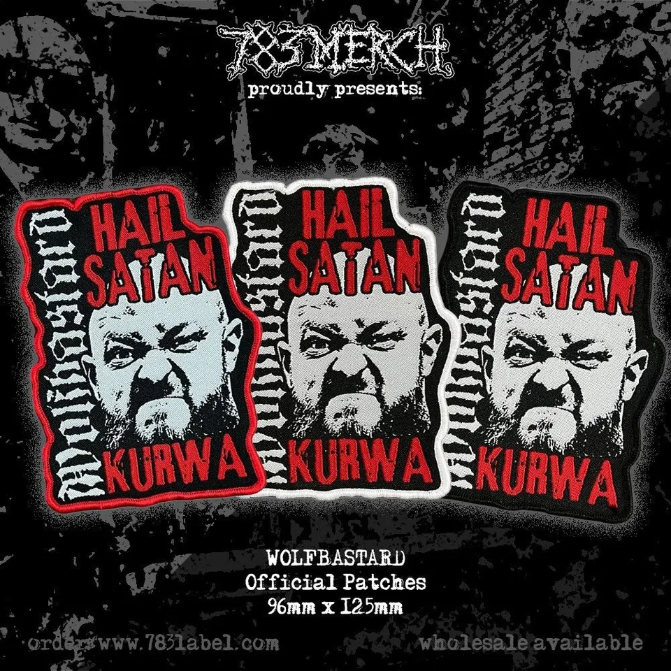 wolfbastard-hail-satan-kurwa-patch-tiss-bordure-noire image 1