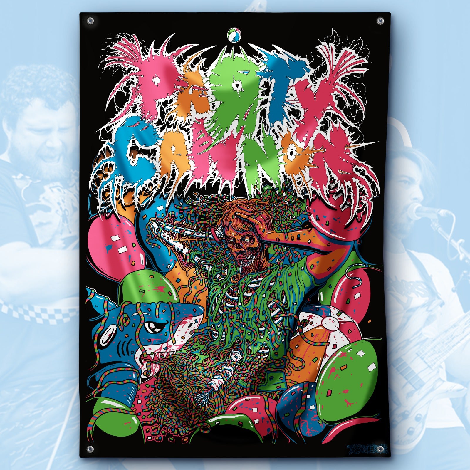 party-cannon-partied-in-half-drapeau-mural-100x70-cm image 1
