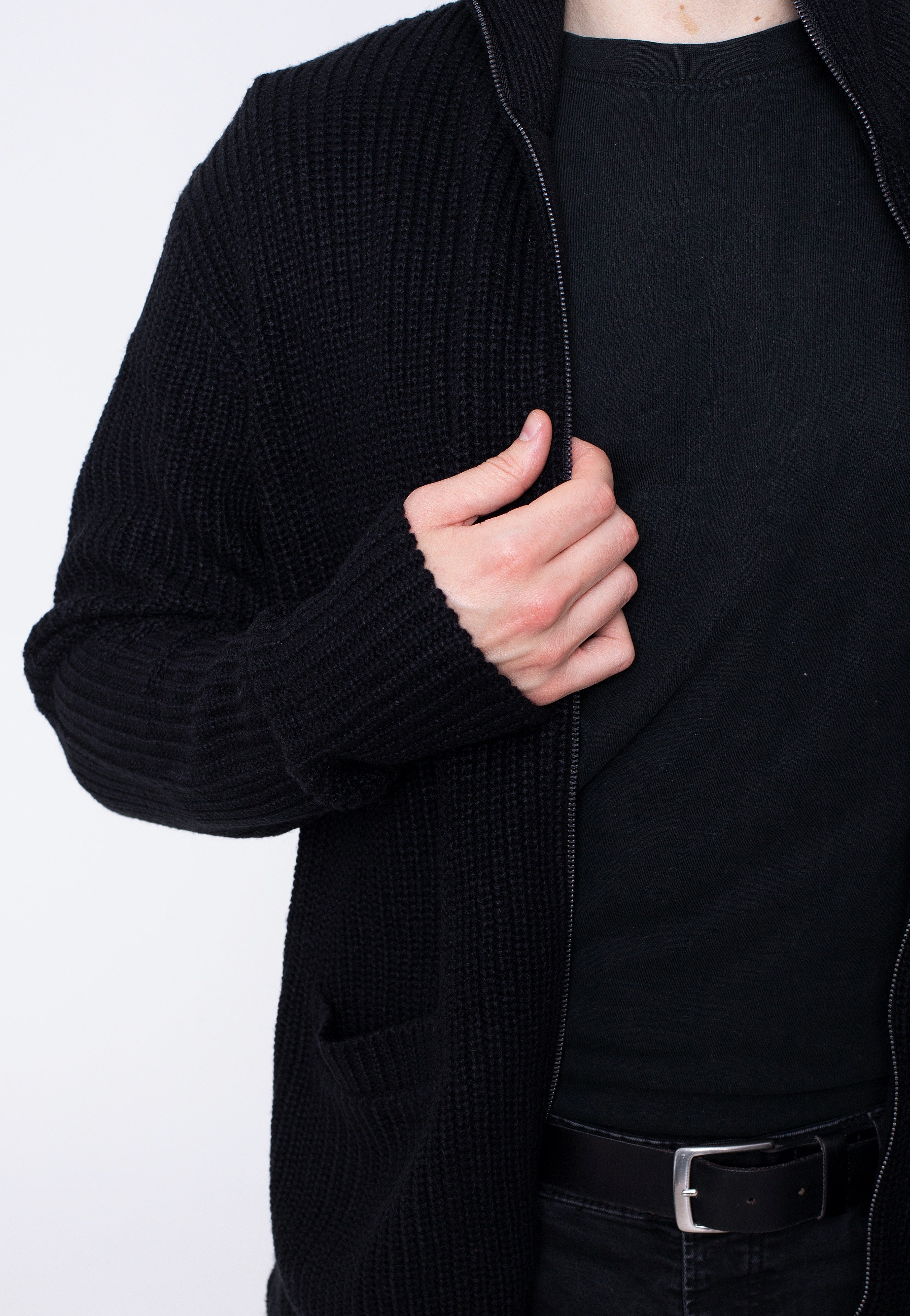 urban-classics-zip-black-gilet-zipp-noir-homme-fleece image 4