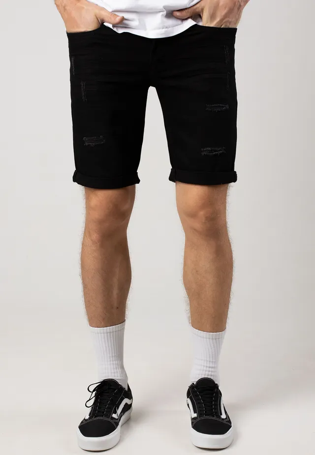 indicode-kaden-holes-ultra-black-short-jean-noir-homme image 1