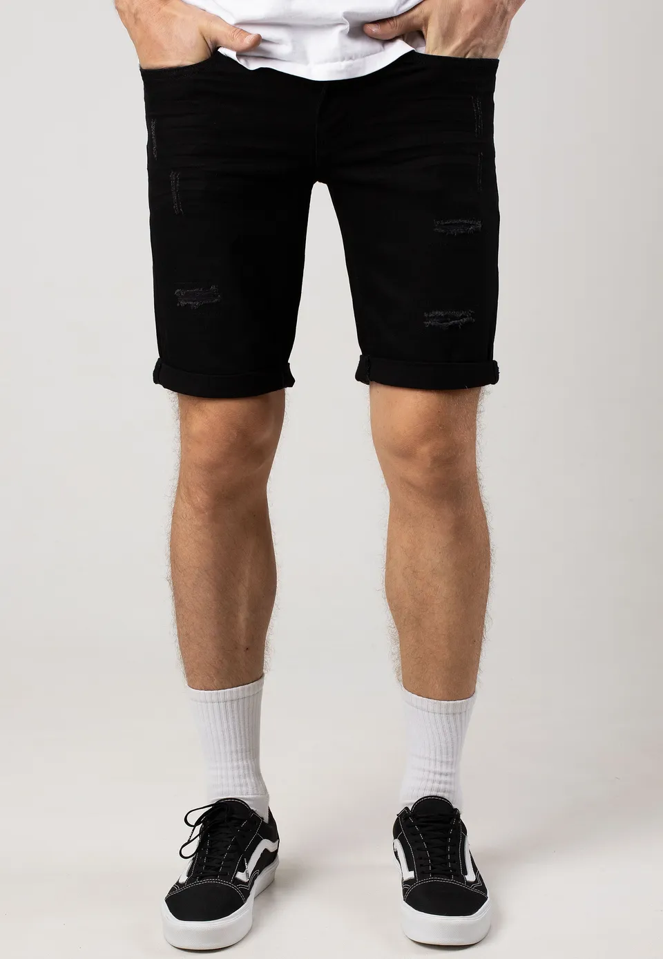 indicode-kaden-holes-ultra-black-short-jean-noir-homme image 1