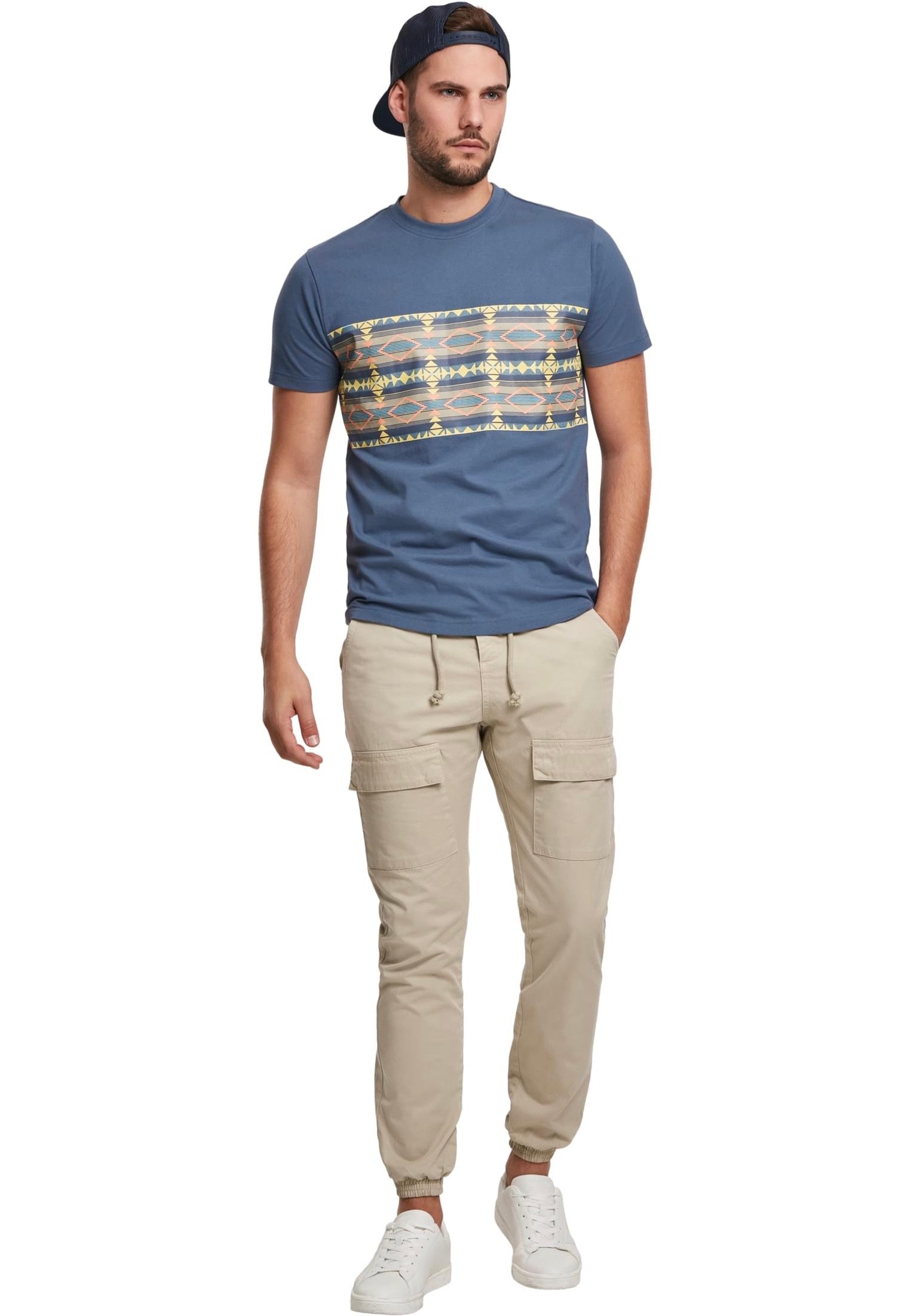 urban-classics-inka-pattern-t-shirt-bleu-vintageblue image 2