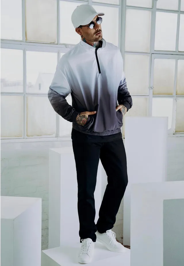 urban-classics-gradient-pull-over-veste-noir-blanc image 1