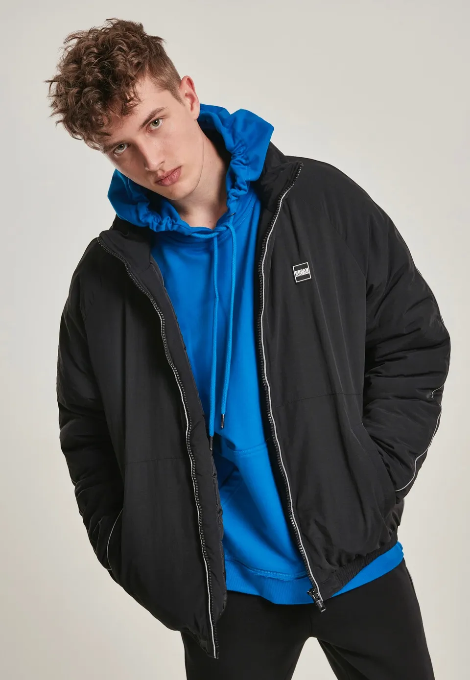 urban-classics-reflective-piping-black-veste-noire-taille-m image 1