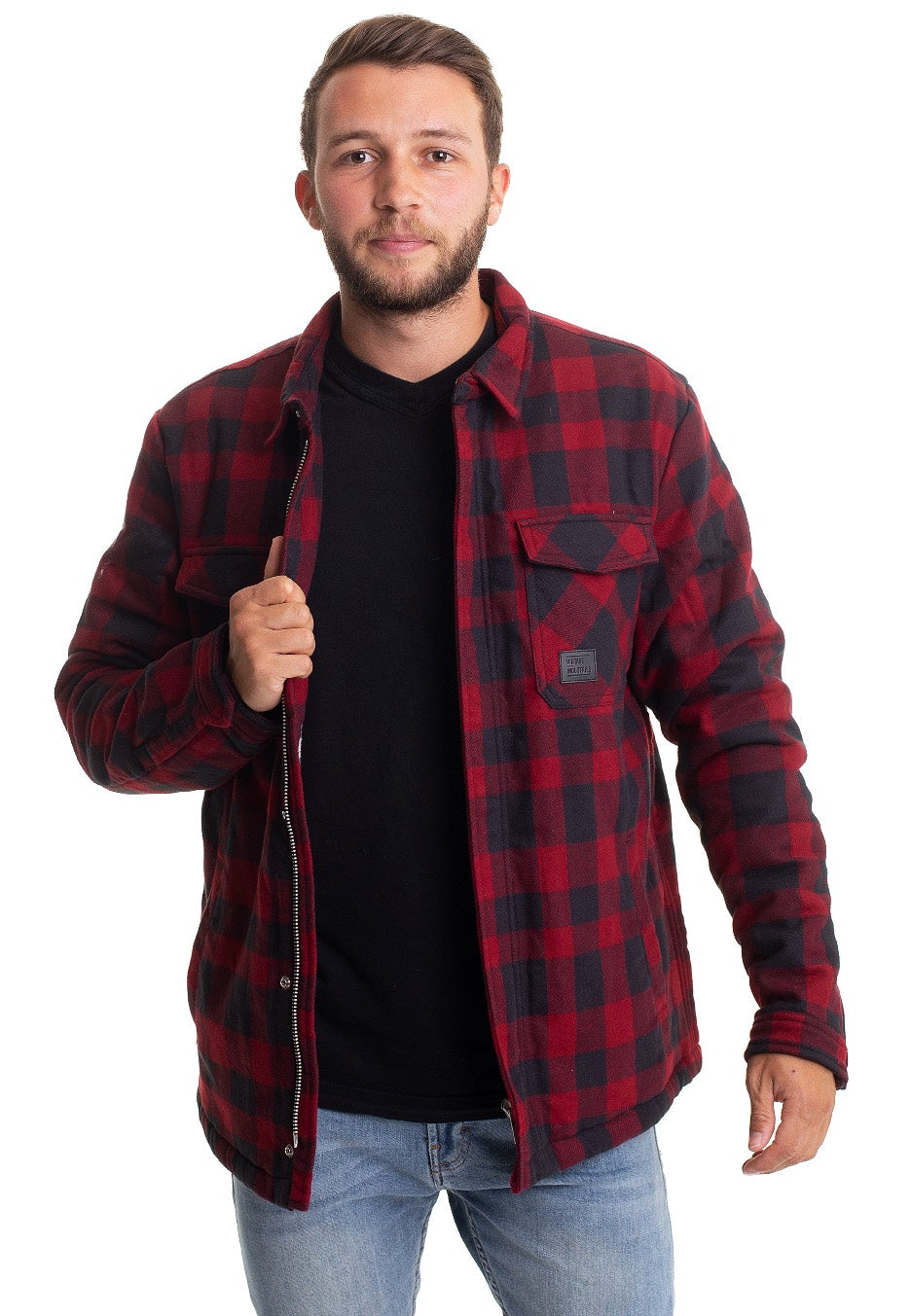 vintage-industries-craft-heavyweight-veste-sherpa-carreaux-rouges image 6
