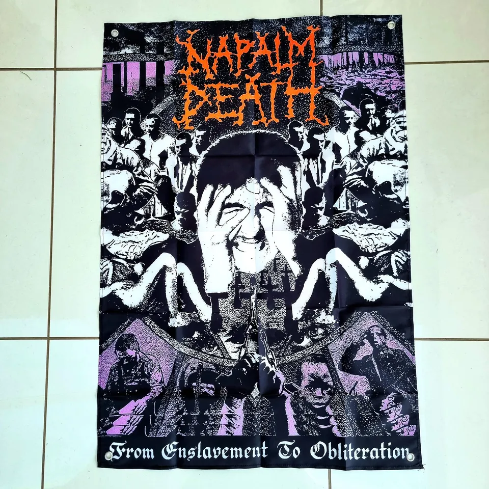 napalm-death-from-enslavement-drapeau-tissu-100x70-illets image 1