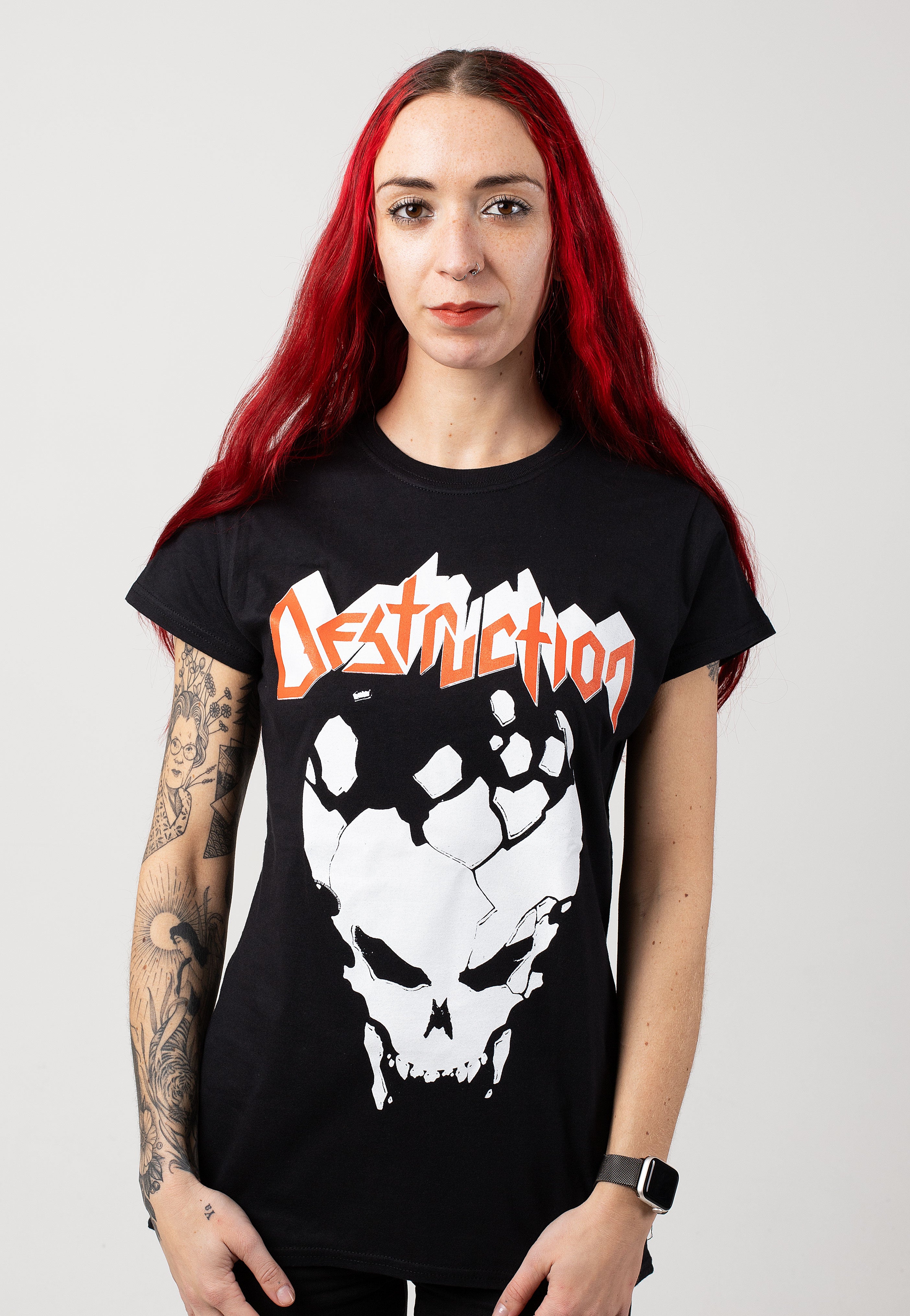 destruction-skull-t-shirt-femme-girly-thrash-metal-noir-s image 1