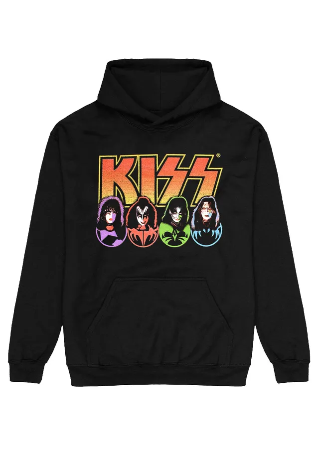 kiss-logo-faces-icons-hoodie-noir image 1