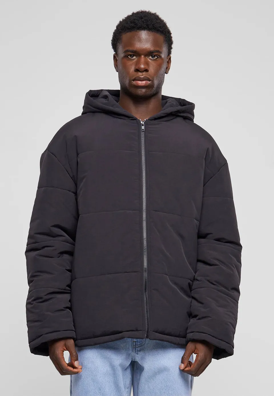 urban-classics-hooded-block-puffer-veste-noire-homme-hiver image 1