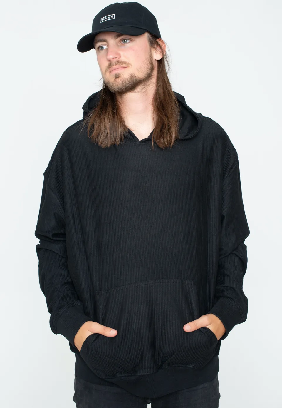 urban-classics-rib-terry-boxy-hoodie-noir-streetwear image 1