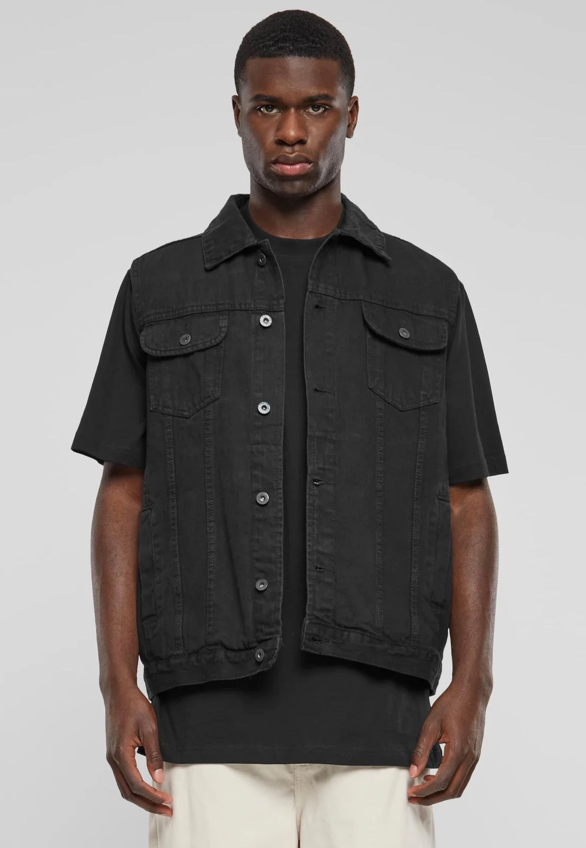 urban-classics-denim-black-dark-gilet-jean-noir-taille-l image 2