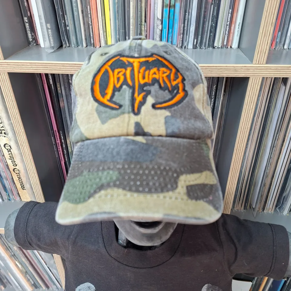 obituary-logo-casquette-dad-cap-camo-vert-logo-orange-brod image 1