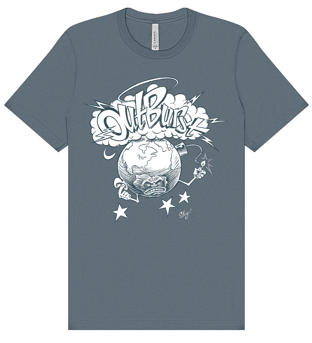 blackout-outburst-mad-at-the-world-t-shirt-bleu-acier image 1