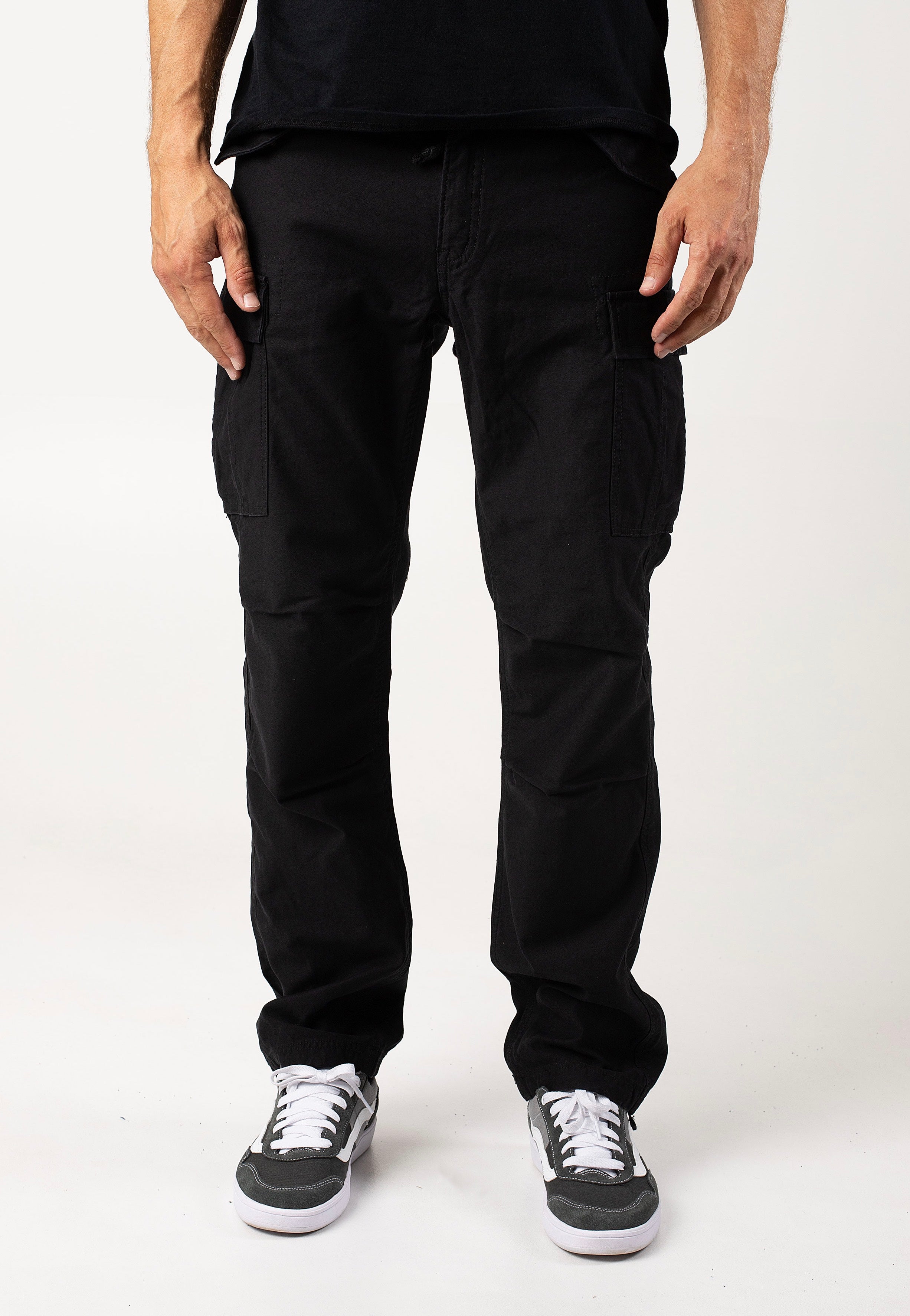 vintage-industries-m65-heavy-satin-pantalon-cargo-noir image 1