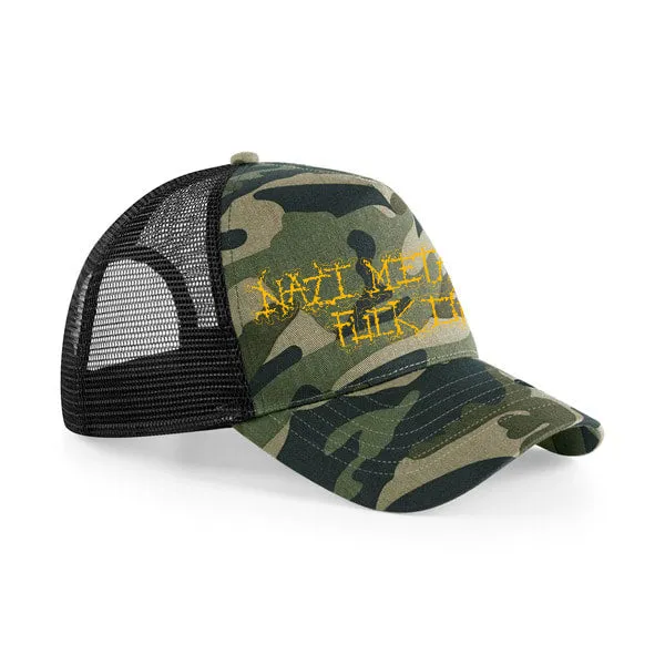 nazi-metalheads-fuck-off-casquette-trucker-camo-orange image 1
