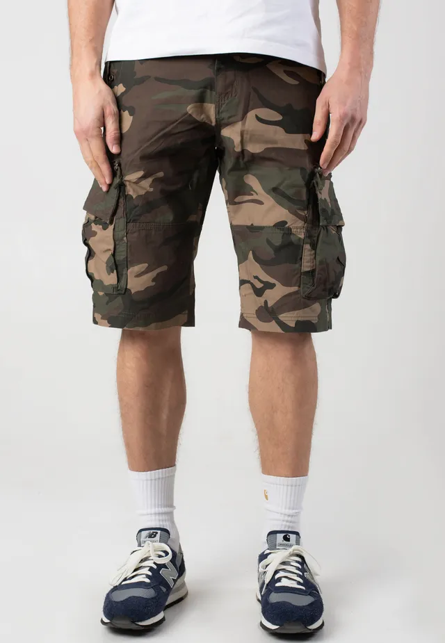 vintage-industries-gandor-woodland-short-cargo-camouflage-coton image 1