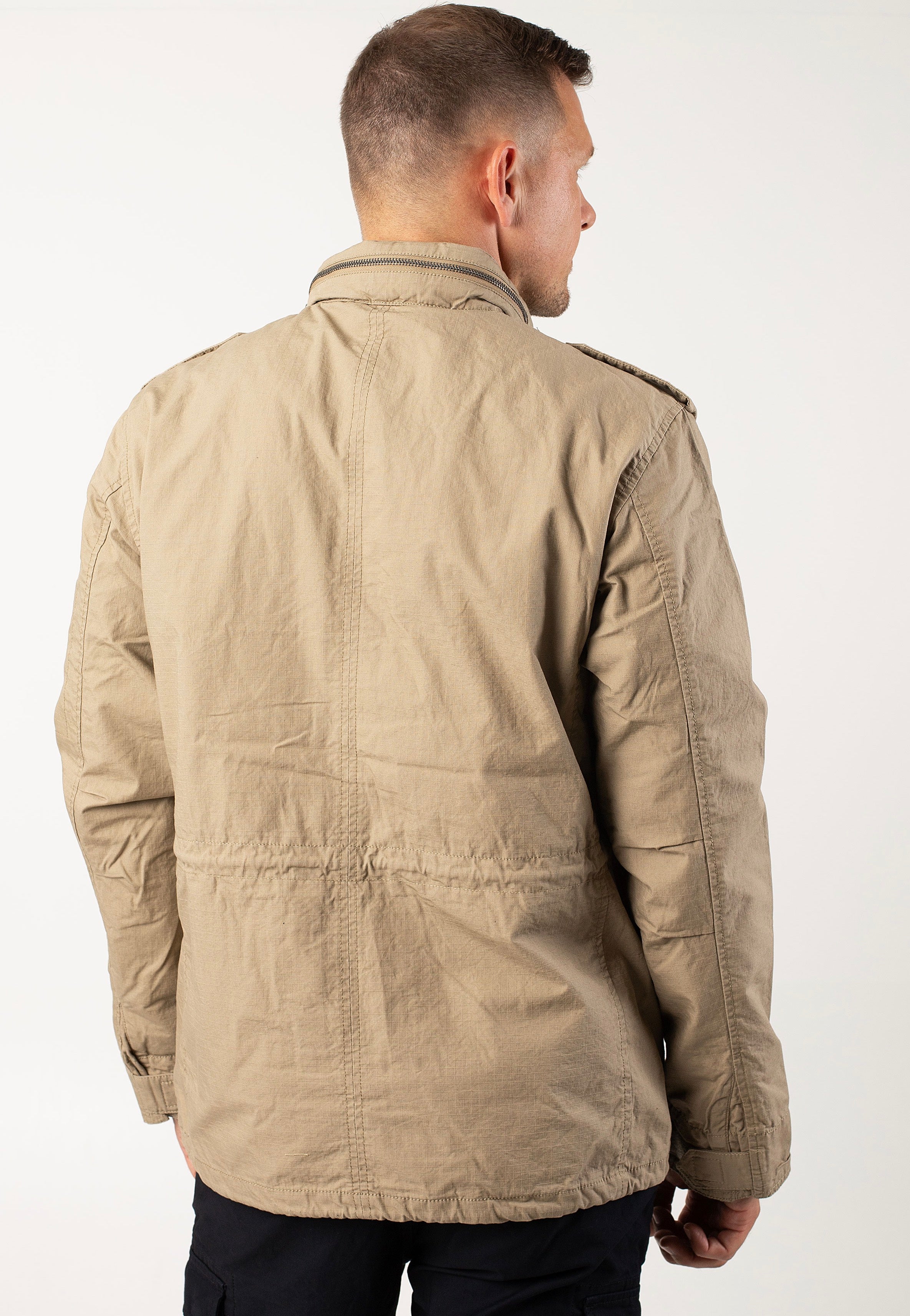 vintage-industries-cranford-dark-khaki-veste-canvas-beige image 3