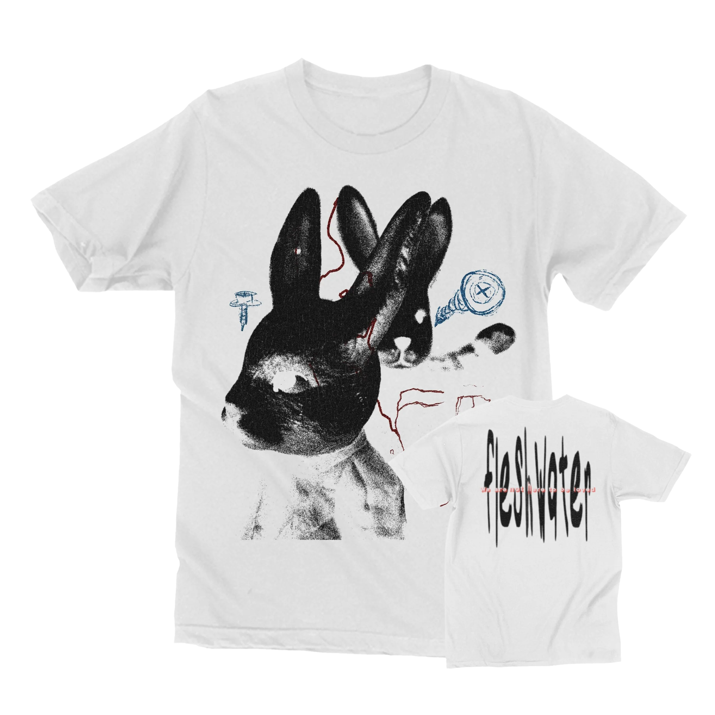 fleshwater-white-rabbit-cement-t-shirt-coton-taille-l image 1