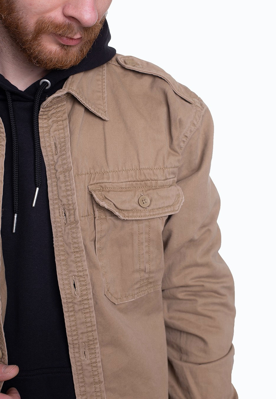 brandit-vintage-shirt-chemise-camel-homme-manches-longues-coton image 2