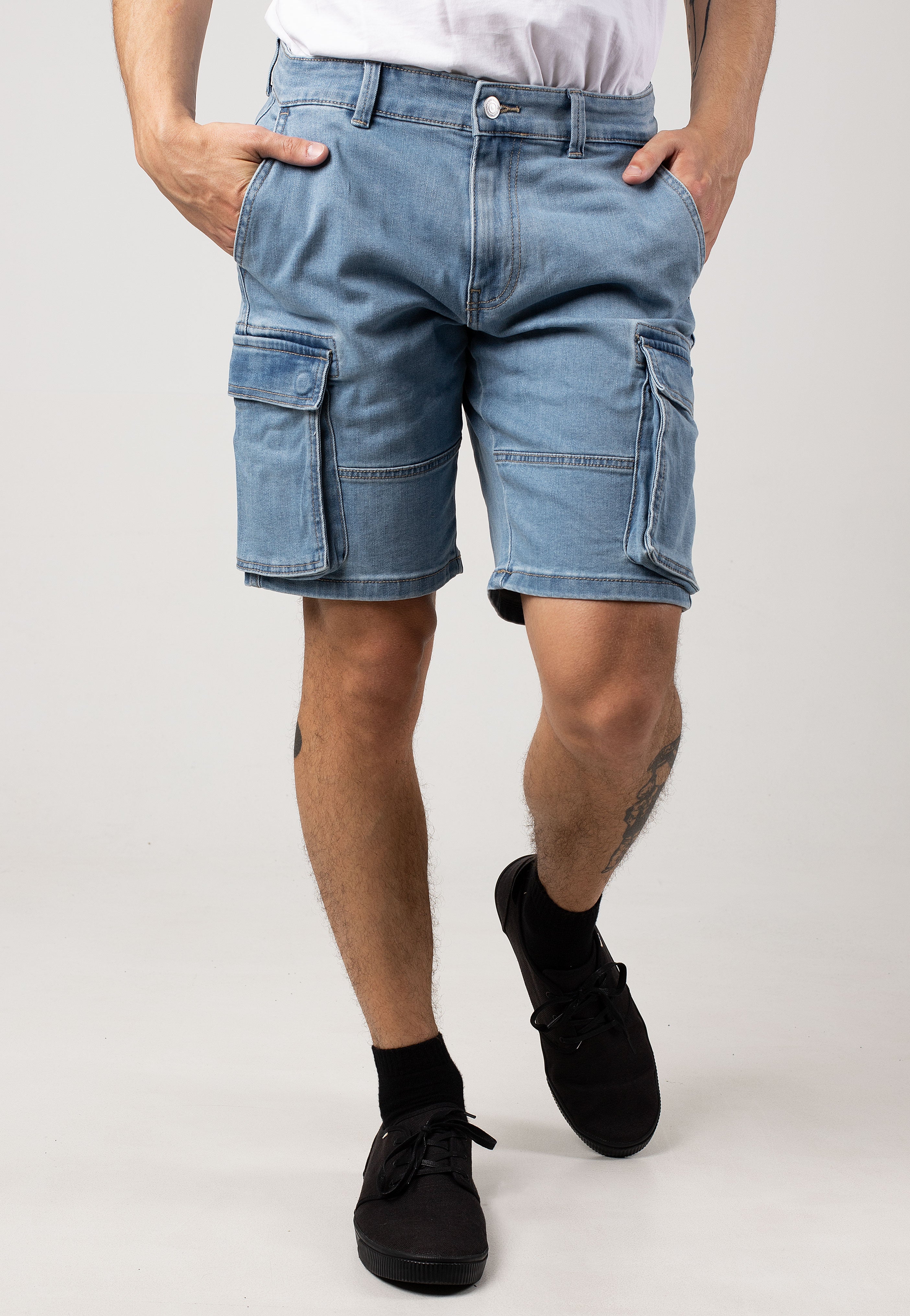 only-sons-cam-stage-cargo-short-jean-bleu-clair-denim image 2