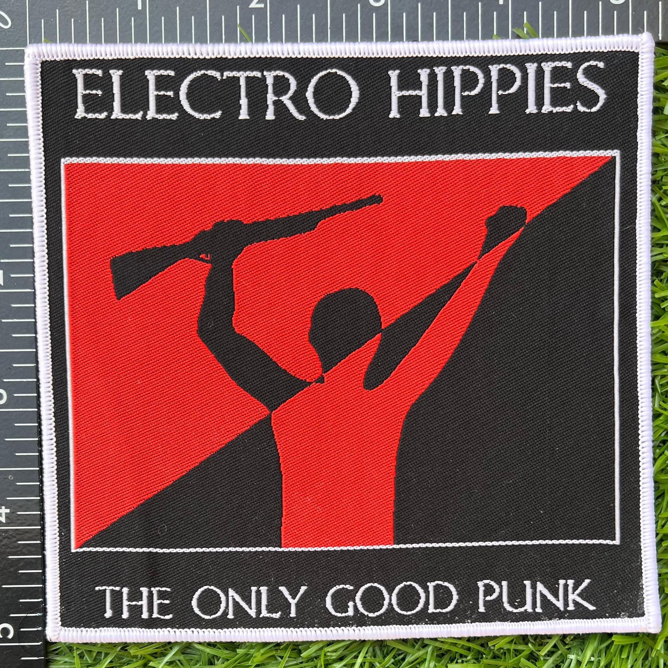 electro-hippies-only-good-punk-patch-tiss-bord-noir image 3