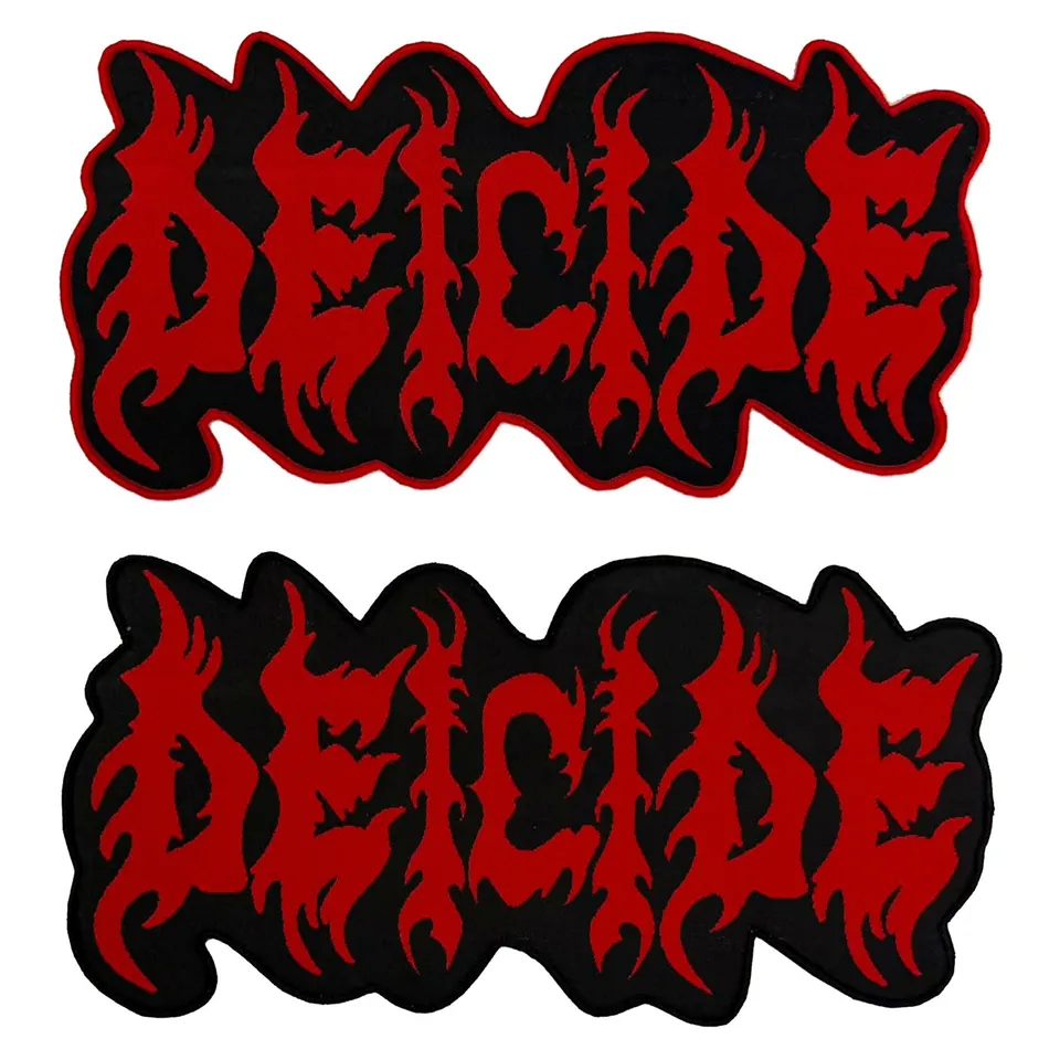 deicide-logo-patch-tiss-oversize-bordure-rouge-12-pouces image 1