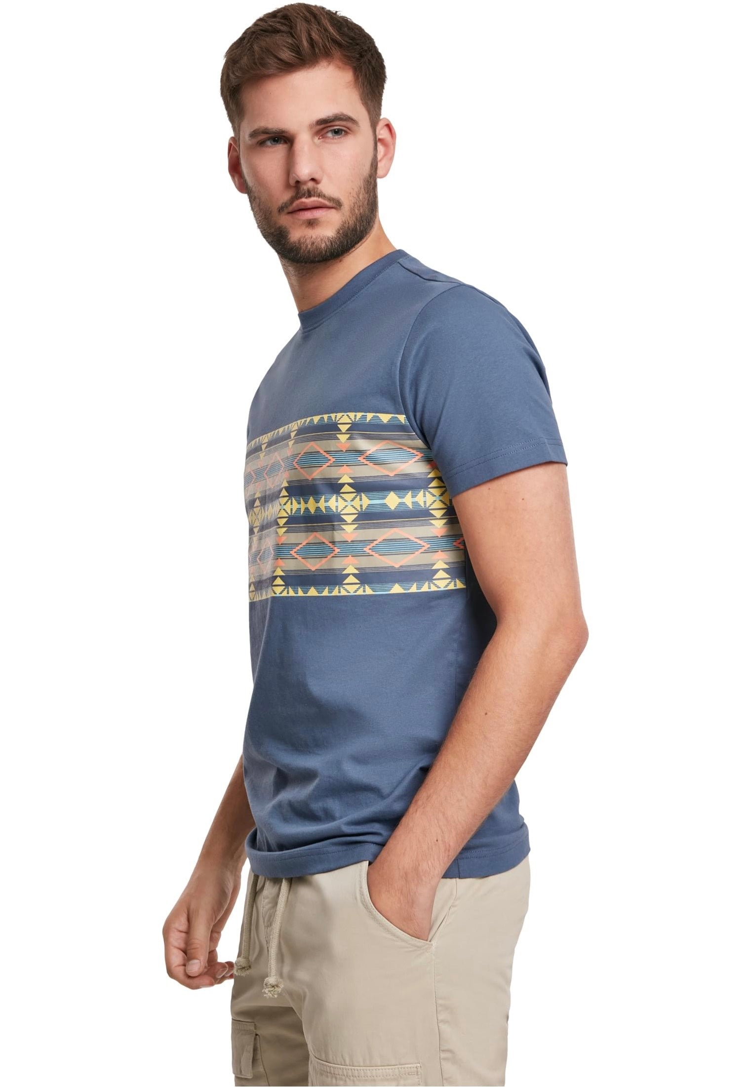 urban-classics-inka-pattern-t-shirt-bleu-vintageblue image 5