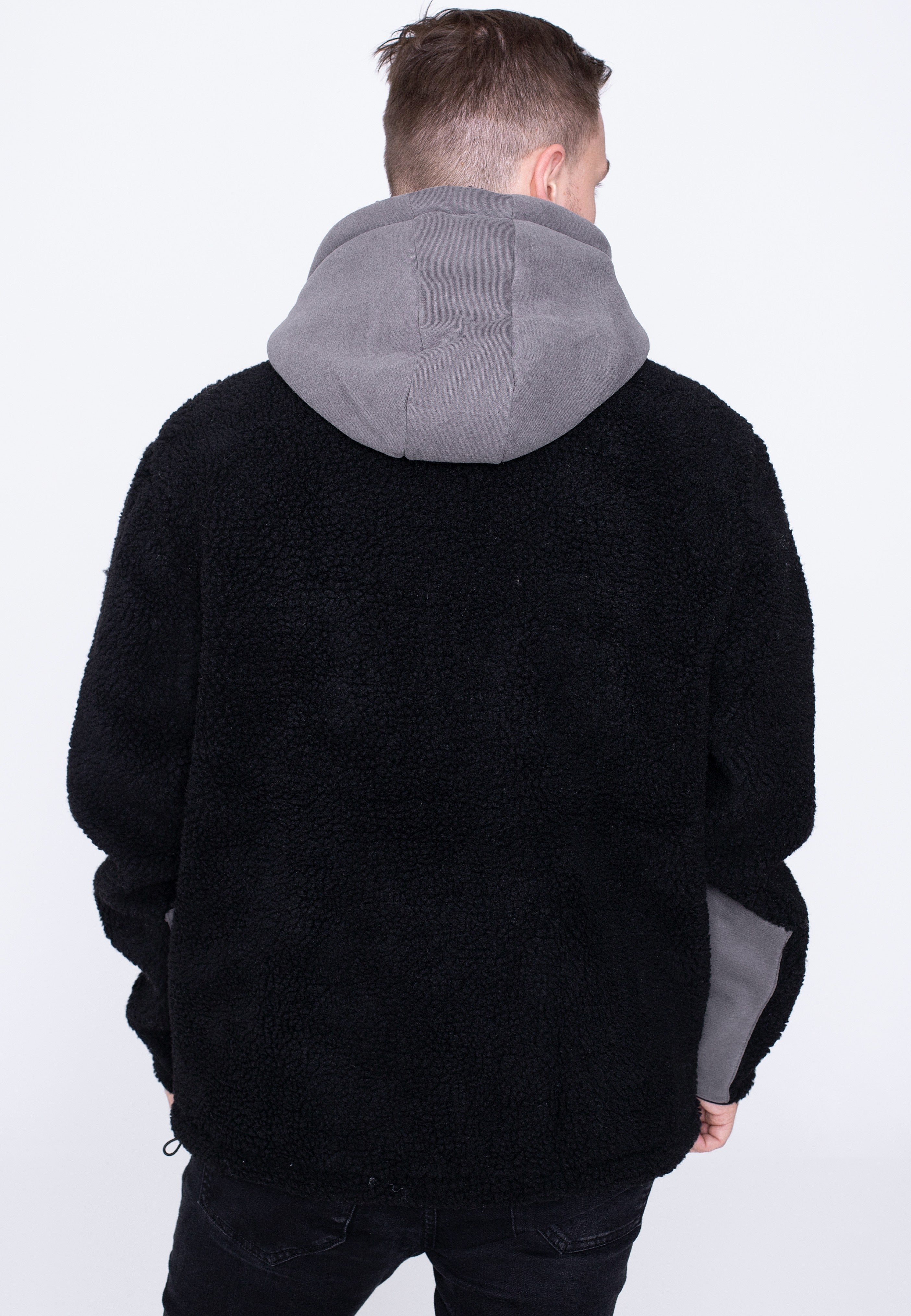 urban-classics-hooded-sherpa-veste-noire-capuche-homme image 6