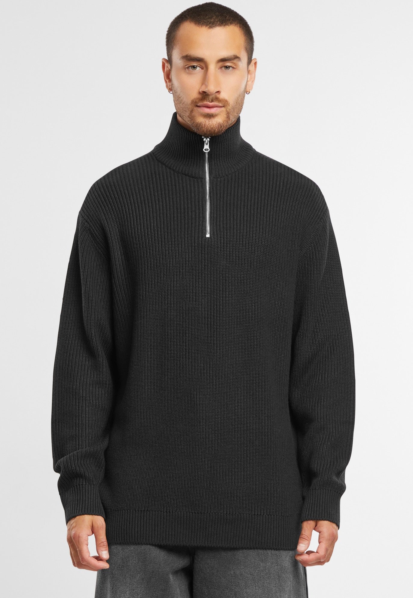 urban-classics-rib-basic-black-pull-noir-homme-tricot image 2