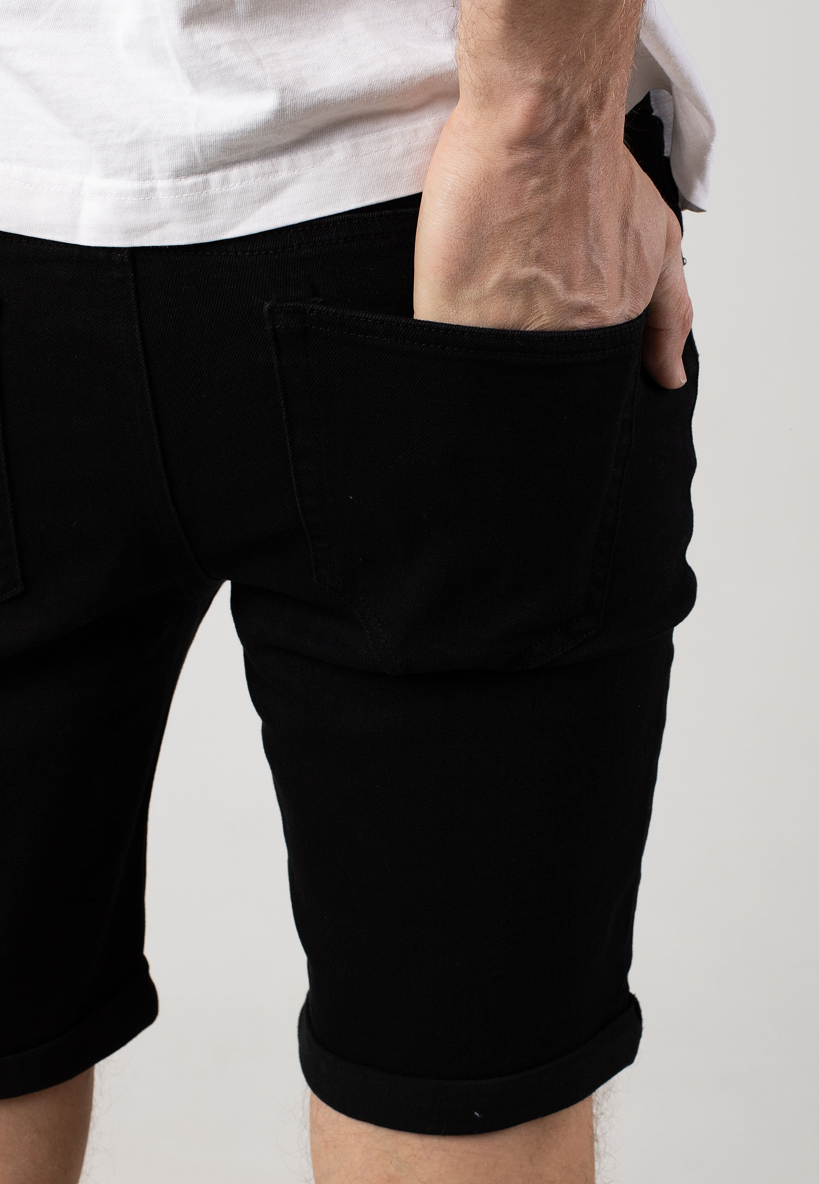 only-sons-ply-black-denim-short-homme-noir-slim-fit image 4