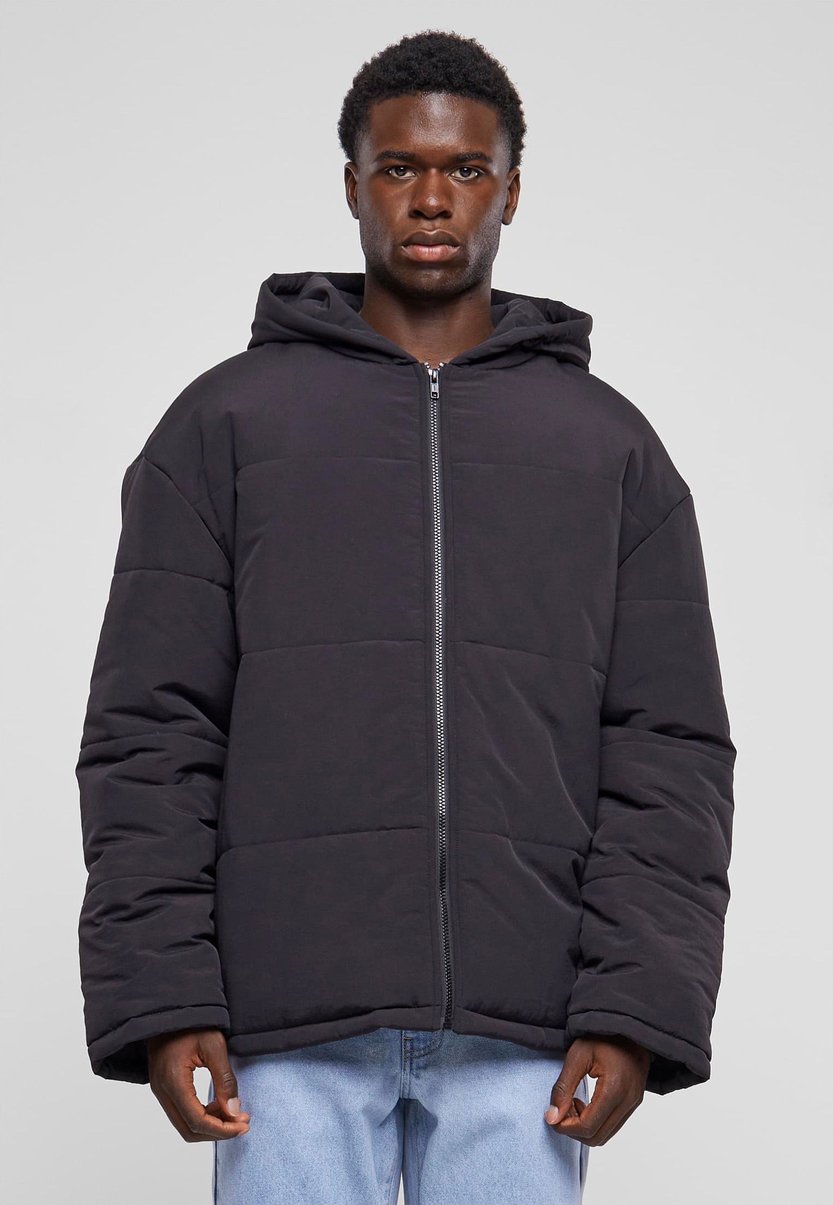 urban-classics-hooded-block-puffer-veste-noire-homme-hiver image 1