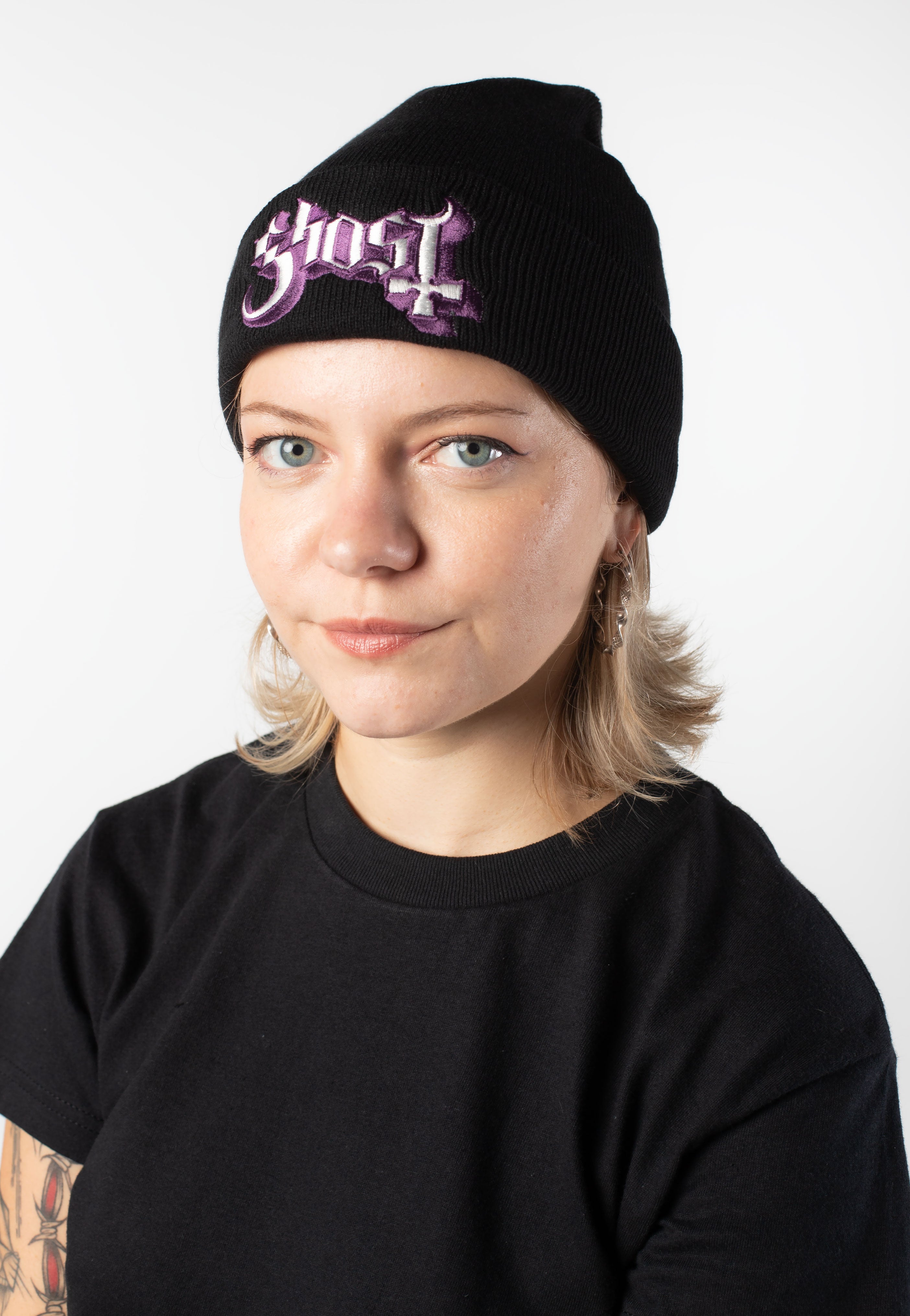 ghost-purple-logo-bonnet-beanie-noir-taille-unique image 3