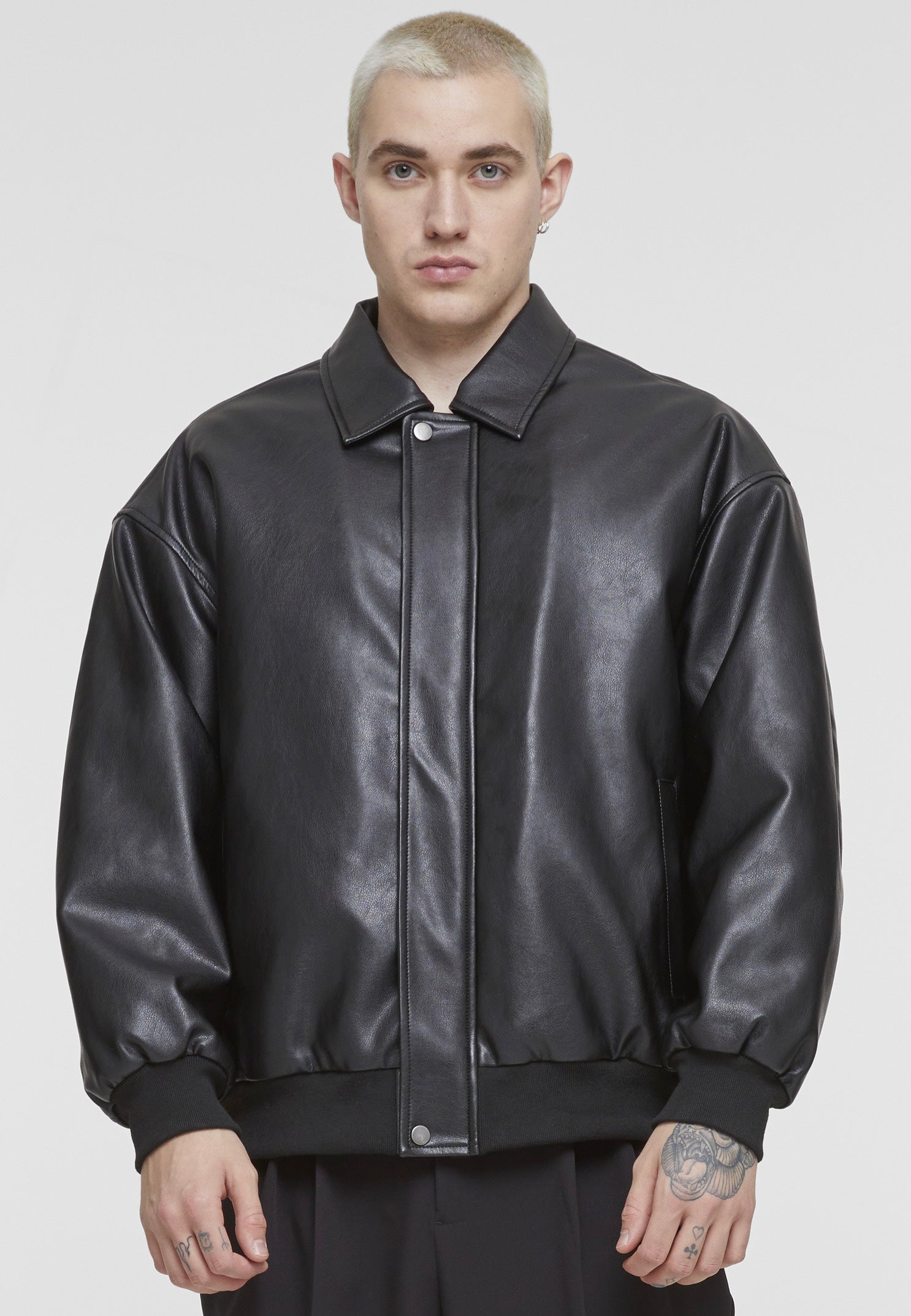 urban-classics-synthetic-leather-black-veste-simili-cuir-noir image 1